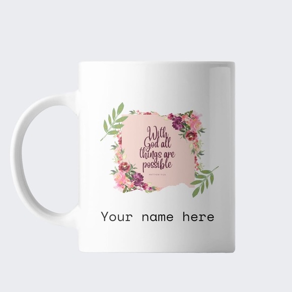 Magic mug personalized name 11oz with the verse Matthew 19.26 - Picture 2 of 3